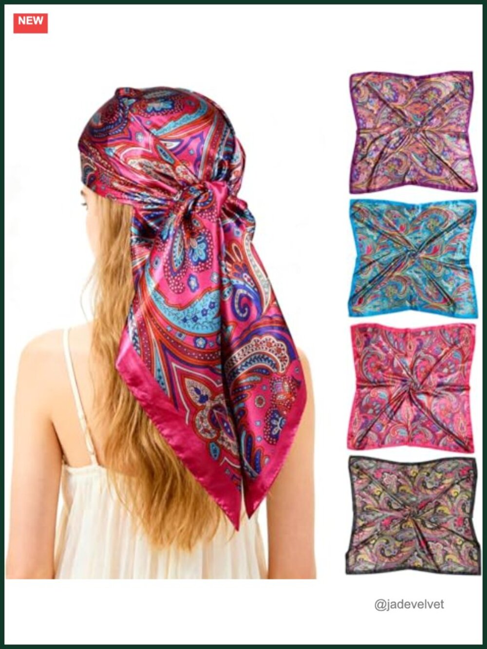 4 Pcs Satin Head Scarves for Women Large Square Silk Bandana Neck Scarf Hair